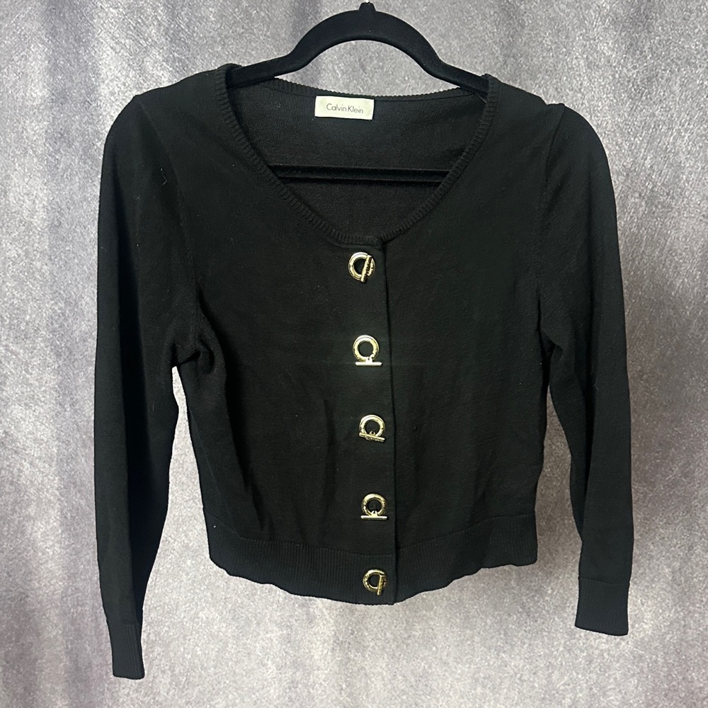 Calvin Klein Black Sweater with Gold Accents